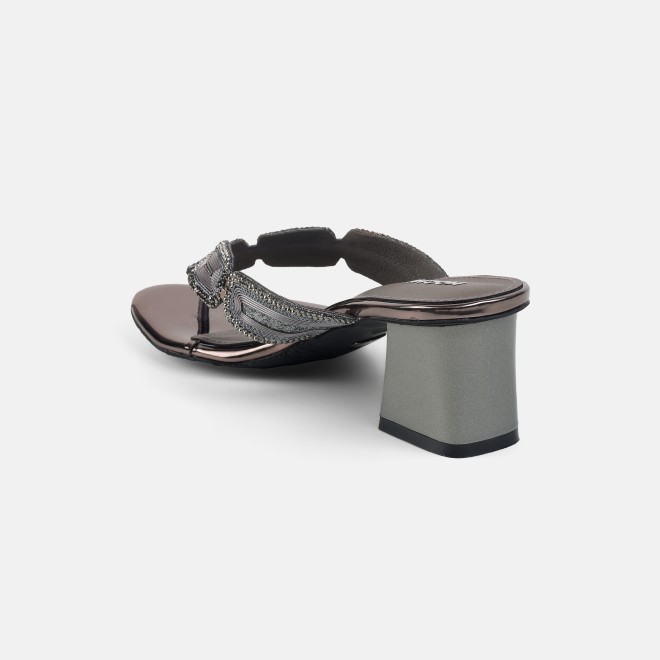 Mochi Women Gun-metal Party Slip Ons (SKU: 35-802057-29-35)
