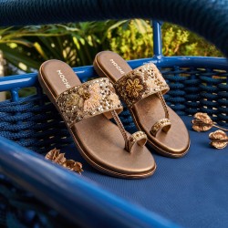 Women Antic-gold Ethnic Slip Ons