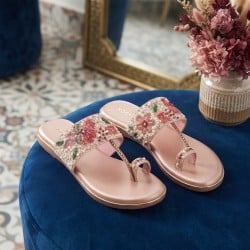 Mochi Women Peach Ethnic Slip Ons