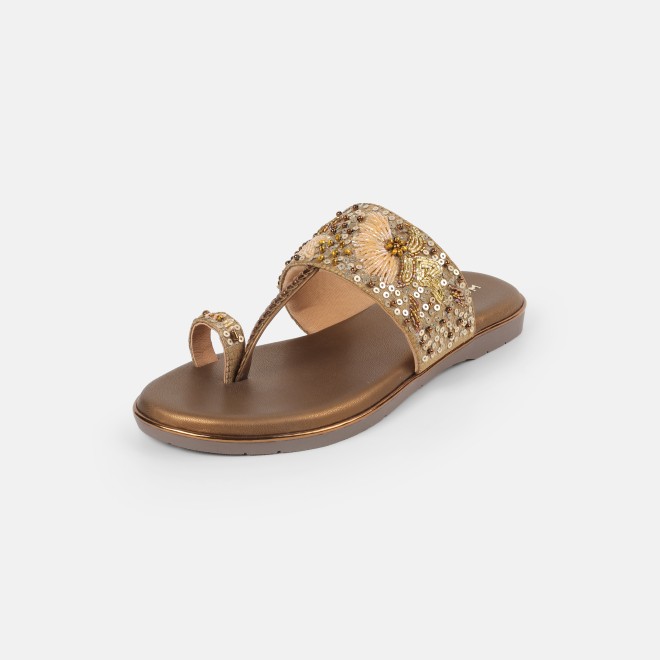 Mochi Women Antic-gold Ethnic Slip Ons (SKU: 35-802374-28-36)