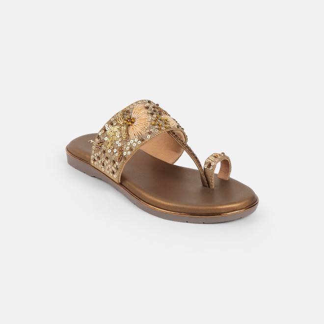 Mochi Women Antic-gold Ethnic Slip Ons (SKU: 35-802374-28-36)