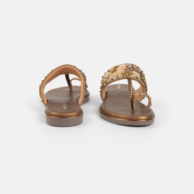 Mochi Women Antic-gold Ethnic Slip Ons (SKU: 35-802374-28-36)
