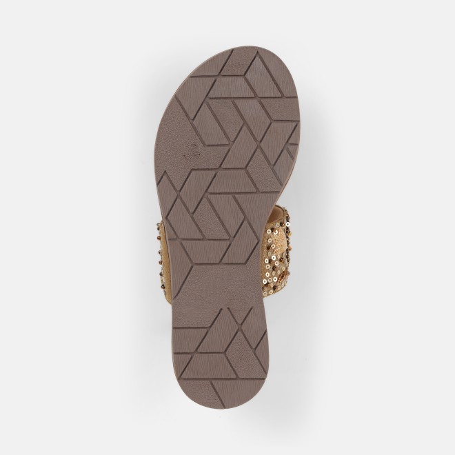 Mochi Women Antic-gold Ethnic Slip Ons (SKU: 35-802374-28-36)