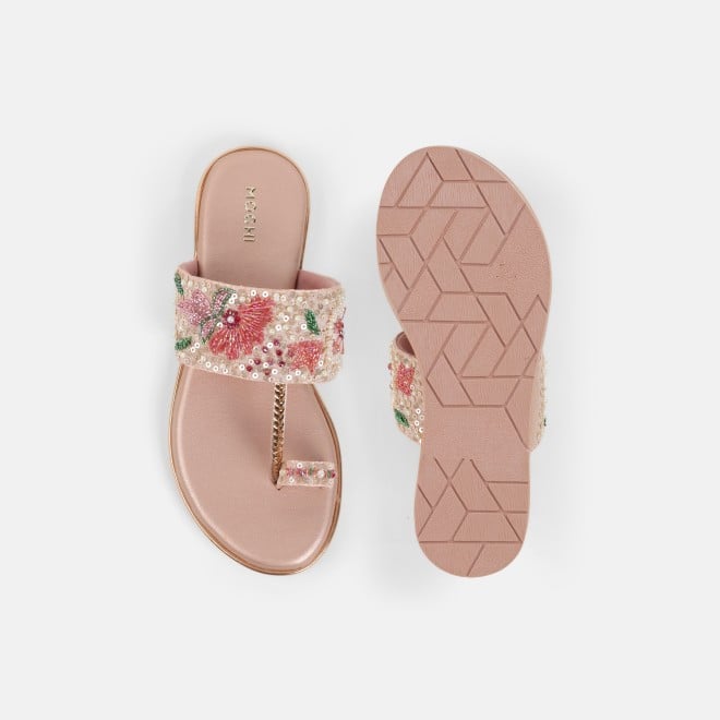 Mochi Women Peach Ethnic Slip Ons (SKU: 35-802374-80-36)