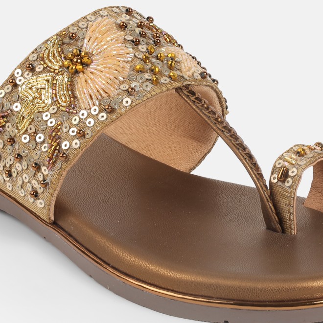 Mochi Women Antic-gold Ethnic Slip Ons (SKU: 35-802374-28-36)