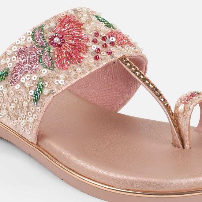 Mochi Women Peach Ethnic Slip Ons (SKU: 35-802374-80-36)