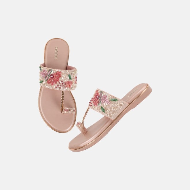 Mochi Women Peach Ethnic Slip Ons (SKU: 35-802374-80-36)