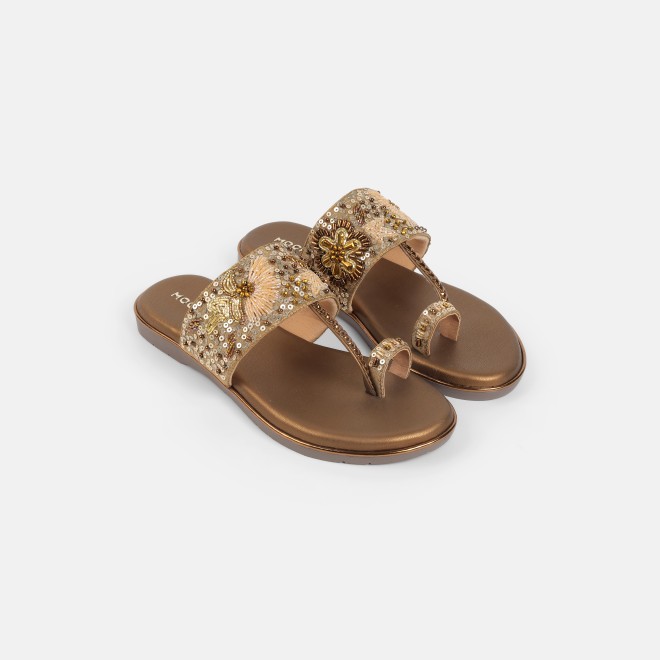 Mochi Women Antic-gold Ethnic Slip Ons (SKU: 35-802374-28-36)