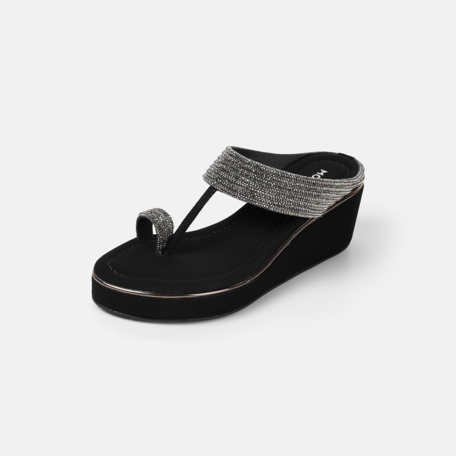 Mochi Women Black Ethnic Slip Ons (SKU: 35-802427-11-35)