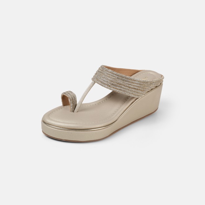 Mochi Women Gold Ethnic Slip Ons (SKU: 35-802427-15-35)