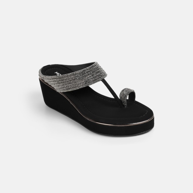 Mochi Women Black Ethnic Slip Ons (SKU: 35-802427-11-35)