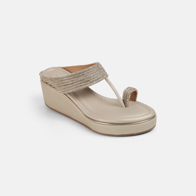 Mochi Women Gold Ethnic Slip Ons (SKU: 35-802427-15-35)