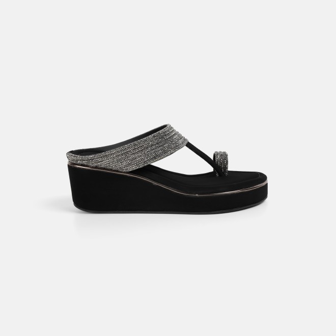 Mochi Women Black Ethnic Slip Ons (SKU: 35-802427-11-35)