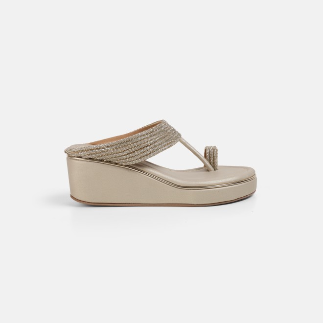 Mochi Women Gold Ethnic Slip Ons (SKU: 35-802427-15-35)