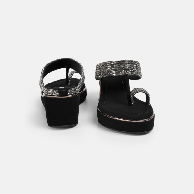 Mochi Women Black Ethnic Slip Ons (SKU: 35-802427-11-35)