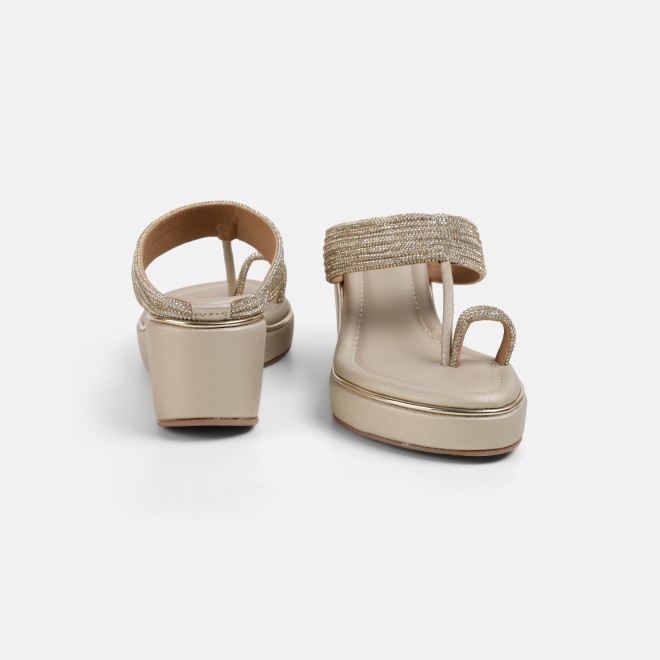 Mochi Women Gold Ethnic Slip Ons (SKU: 35-802427-15-35)