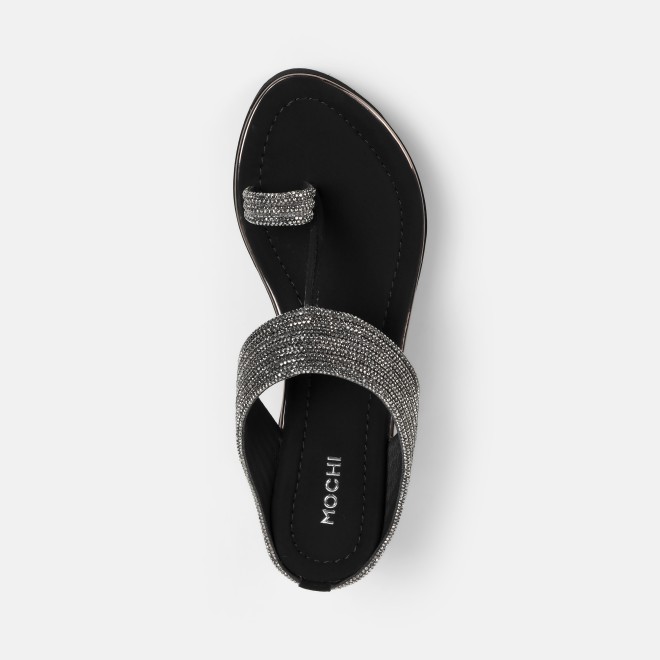 Mochi Women Black Ethnic Slip Ons (SKU: 35-802427-11-35)