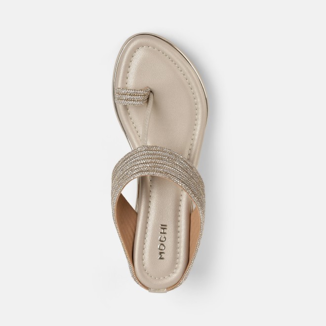 Mochi Women Gold Ethnic Slip Ons (SKU: 35-802427-15-35)