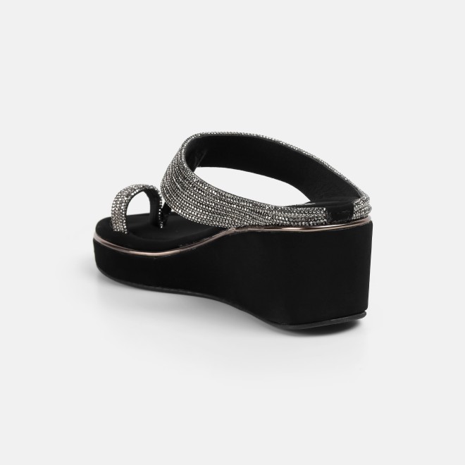 Mochi Women Black Ethnic Slip Ons (SKU: 35-802427-11-35)