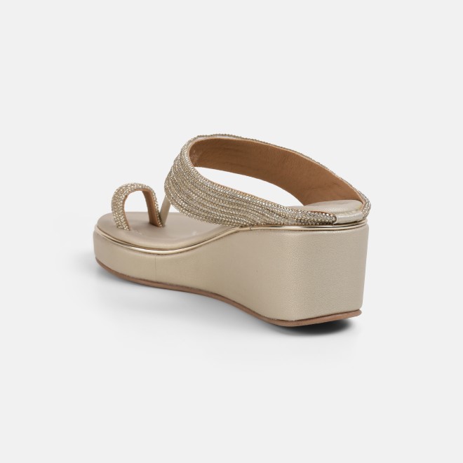 Mochi Women Gold Ethnic Slip Ons (SKU: 35-802427-15-35)