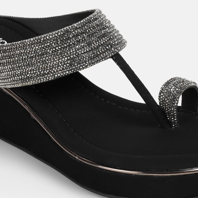 Mochi Women Black Ethnic Slip Ons (SKU: 35-802427-11-35)