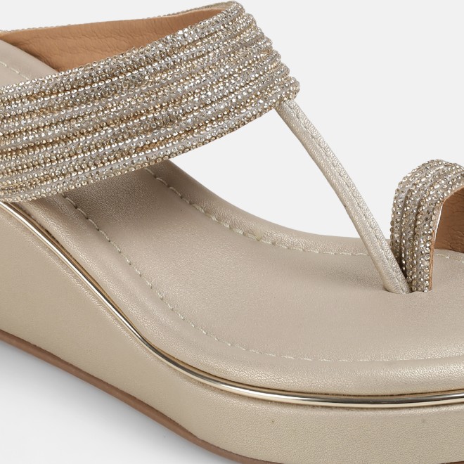 Mochi Women Gold Ethnic Slip Ons (SKU: 35-802427-15-35)