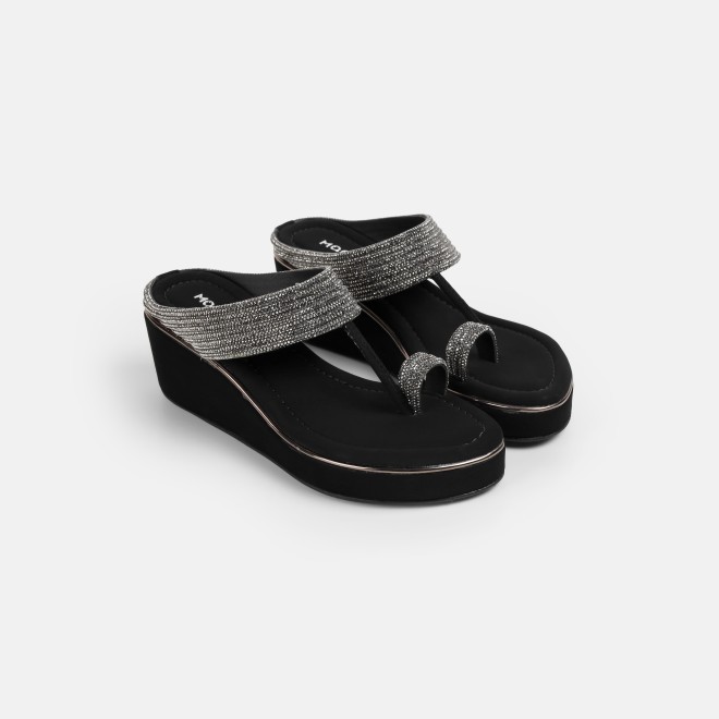 Mochi Women Black Ethnic Slip Ons (SKU: 35-802427-11-35)