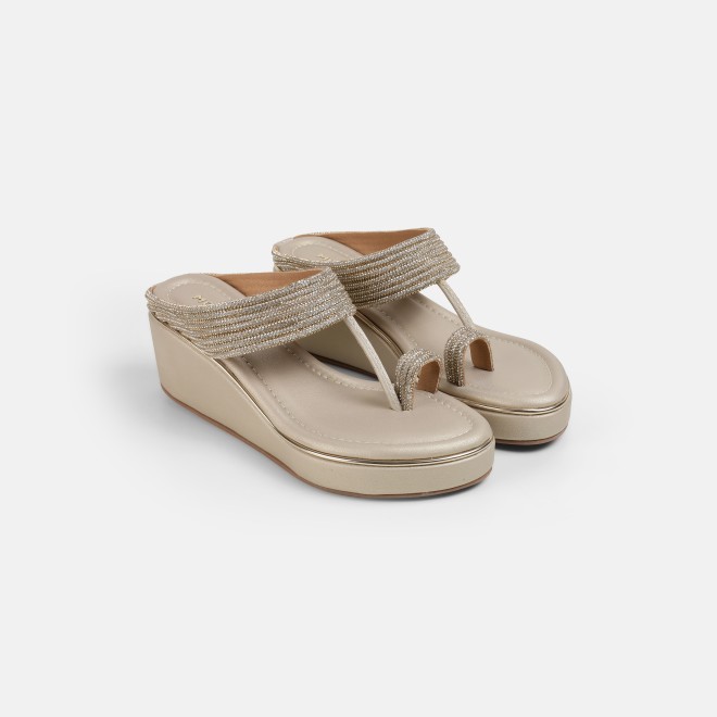 Mochi Women Gold Ethnic Slip Ons (SKU: 35-802427-15-35)