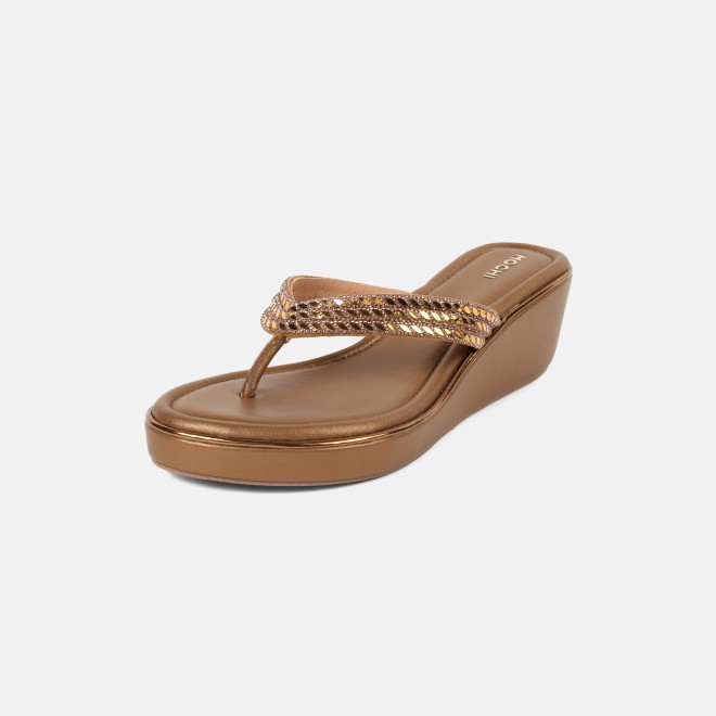 Mochi Women Antic-gold Party Slip Ons (SKU: 35-802435-28-36)