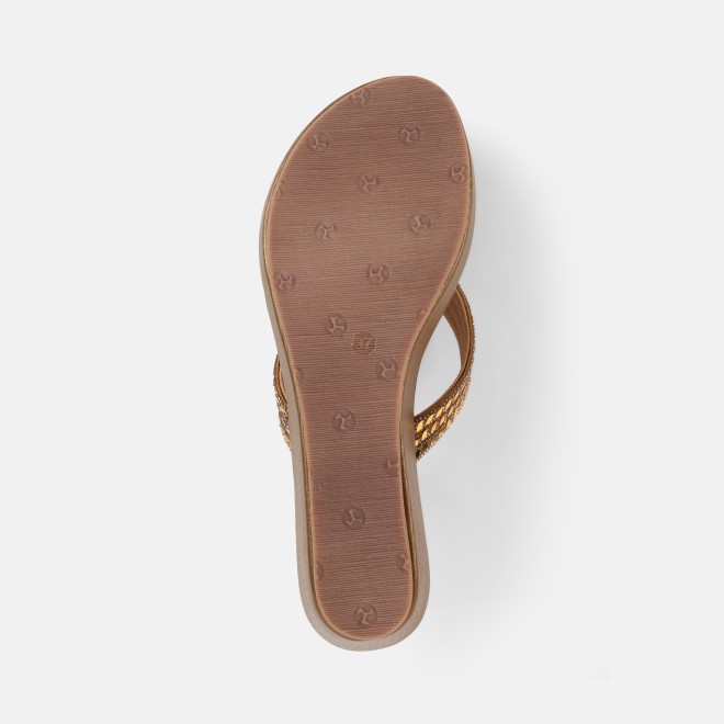 Mochi Women Antic-gold Party Slip Ons (SKU: 35-802435-28-36)