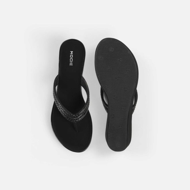 Mochi Women Black Party Slip Ons (SKU: 35-802435-11-35)