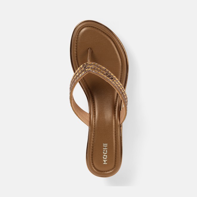 Mochi Women Antic-gold Party Slip Ons (SKU: 35-802435-28-36)