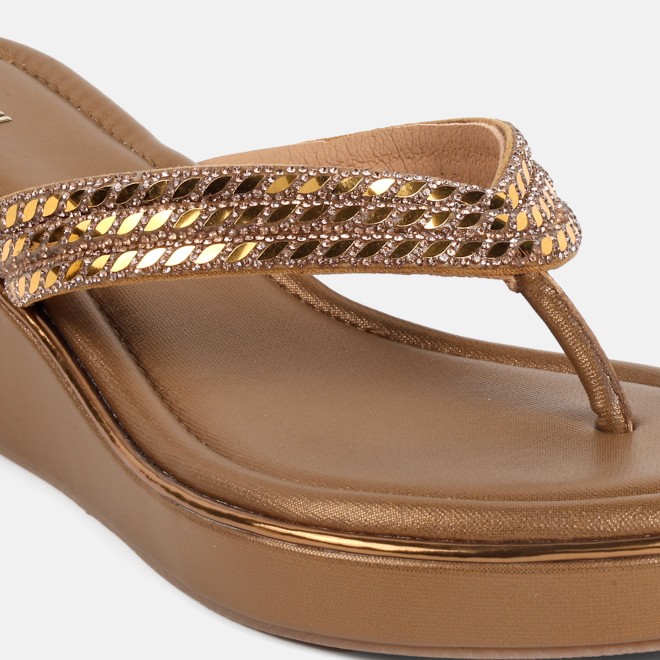 Mochi Women Antic-gold Party Slip Ons (SKU: 35-802435-28-36)