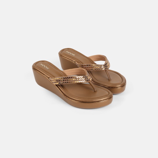 Mochi Women Antic-gold Party Slip Ons (SKU: 35-802435-28-36)