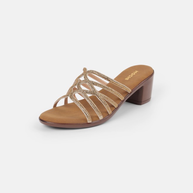 Mochi Women Gold Party Slip Ons (SKU: 35-804518-15-36)