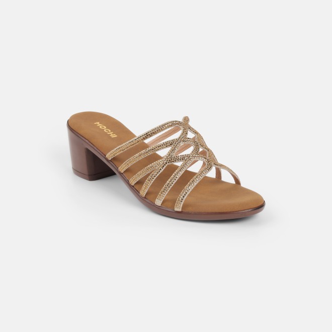 Mochi Women Gold Party Slip Ons (SKU: 35-804518-15-36)