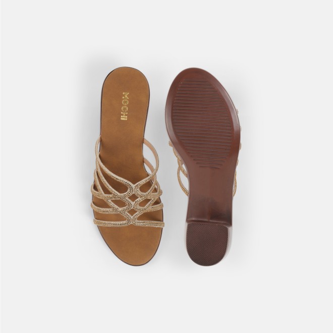 Mochi Women Gold Party Slip Ons (SKU: 35-804518-15-36)