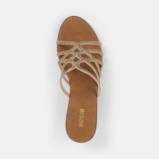 Mochi Women Gold Party Slip Ons (SKU: 35-804518-15-36)
