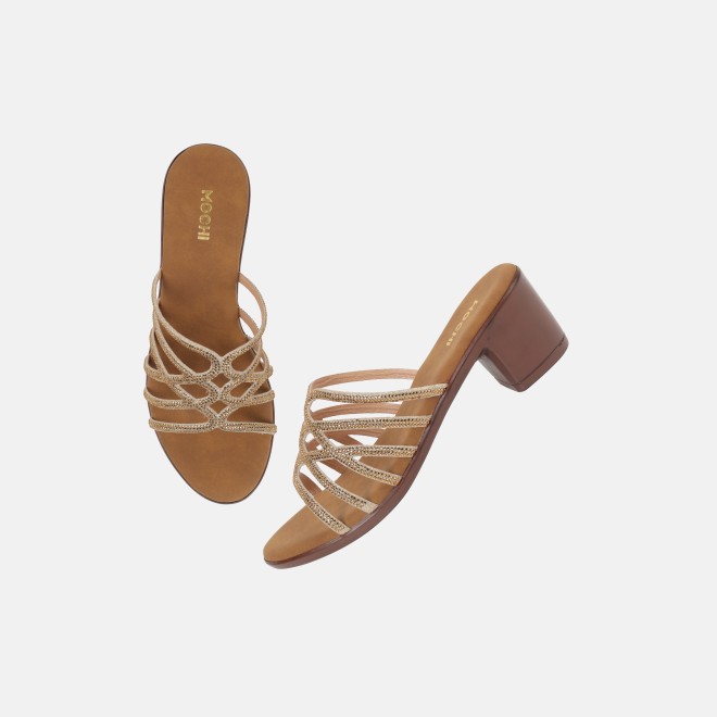 Mochi Women Gold Party Slip Ons (SKU: 35-804518-15-36)