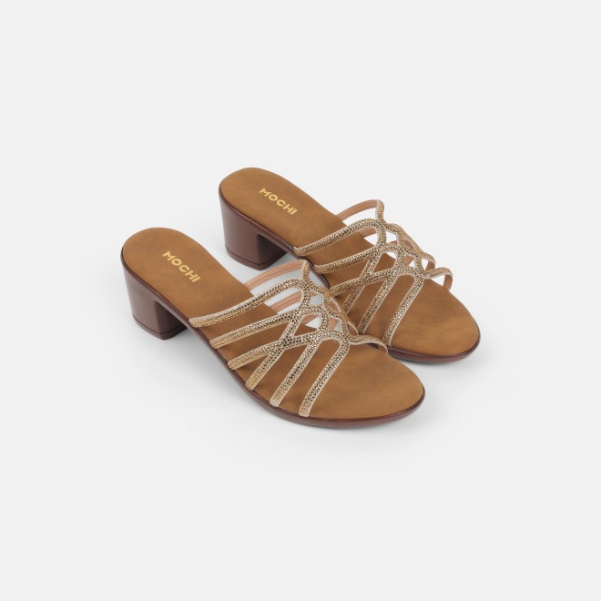 Mochi Women Gold Party Slip Ons (SKU: 35-804518-15-36)