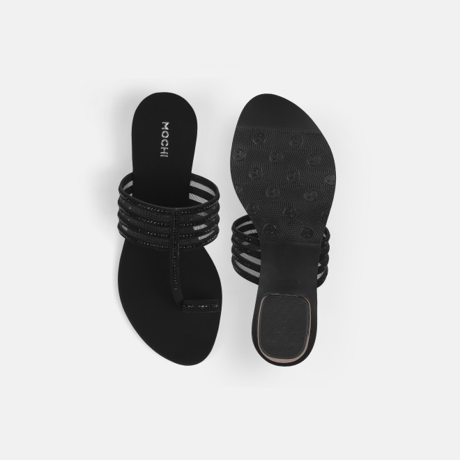 Mochi Women Black Ethnic Slip Ons (SKU: 35-804563-11-36)