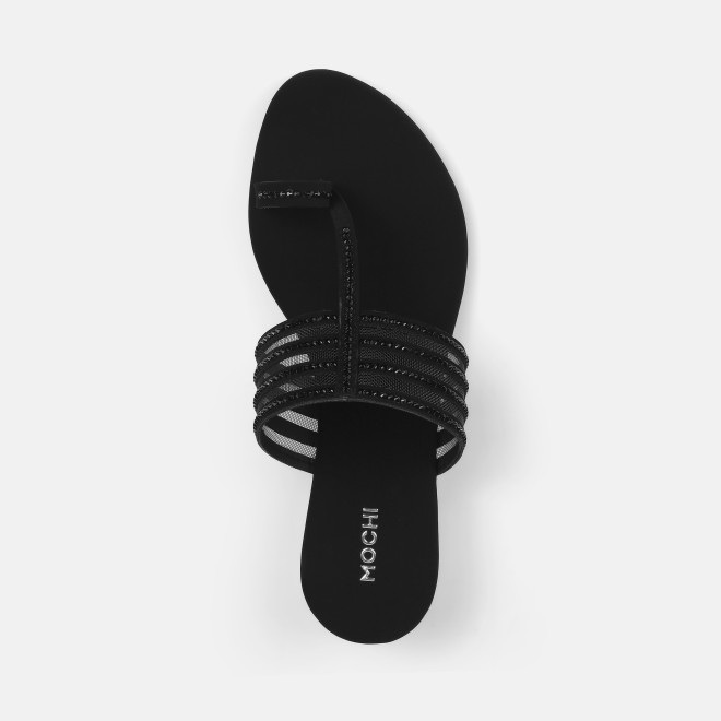 Mochi Women Black Ethnic Slip Ons (SKU: 35-804563-11-36)
