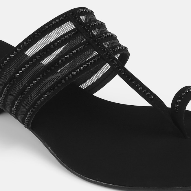 Mochi Women Black Ethnic Slip Ons (SKU: 35-804563-11-36)