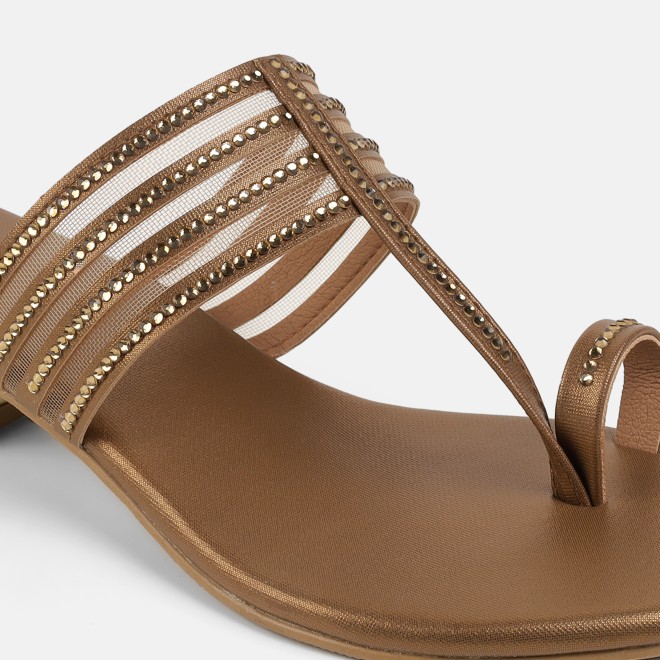 Mochi Women Antic-gold Ethnic Slip Ons (SKU: 35-804563-28-37)