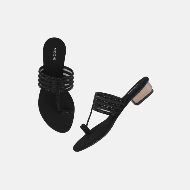 Mochi Women Black Ethnic Slip Ons (SKU: 35-804563-11-36)