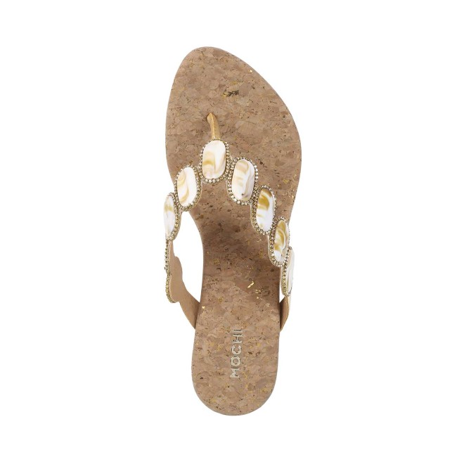 Mochi Women Gold Ethnic Slip Ons (SKU: 35-817-15-36)