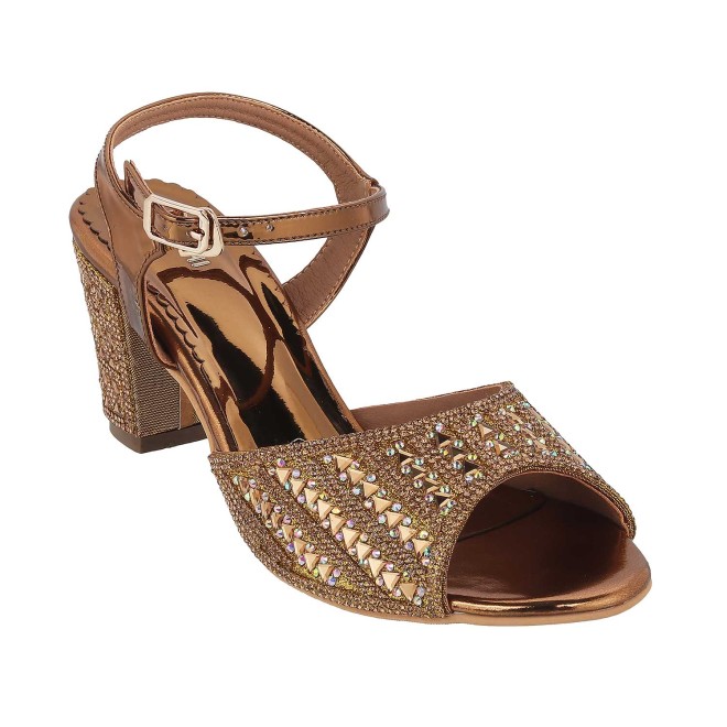 Mochi Women Antique-Gold Party Sandals (SKU: 35-818-28-36)