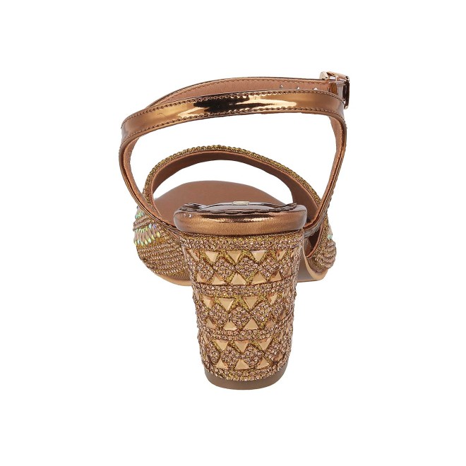 Mochi Women Antique-Gold Party Sandals (SKU: 35-818-28-36)