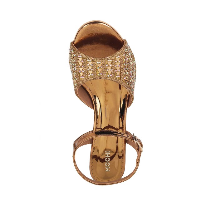 Mochi Women Antique-Gold Party Sandals (SKU: 35-818-28-36)