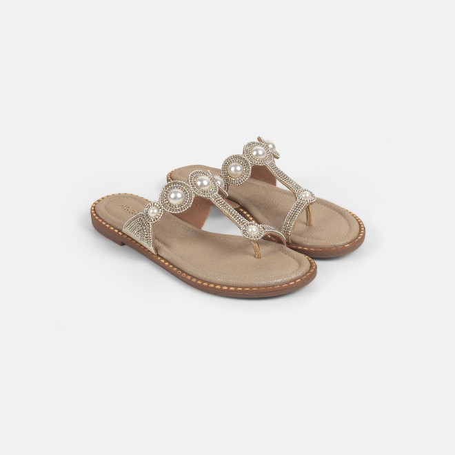 Mochi Women Gold Ethnic Slip Ons (SKU: 35-901614-15-37)